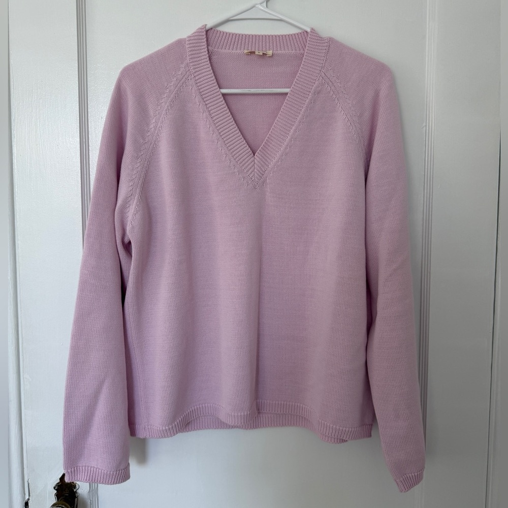 Djerf Avenue Soft Pink V-Neck Sweater - Picture 3 of 3